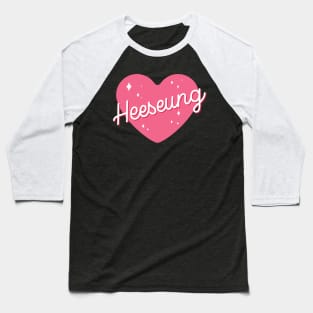 Enhypen Heeseung text pink sparkling heart | Morcaworks Baseball T-Shirt